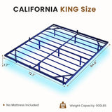 DICTAC Floating Bed Frame California King Size with LED Lights, Metal Platform Cal King Bed with Heavy Duty Steel Slats and 4 Mattress Slide Stopper, Black DICTAC