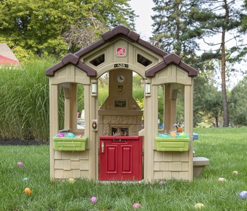 Step2 Charming Cottage Kids Playhouse, Indoor and Outdoor Playset, Interactive Sounds, Toddlers 2+ Years Old, Easy to Assemble Backyard Discovery Playhouse Step2