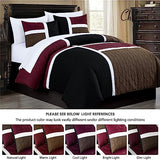 Chezmoi Collection Bernard 7-Piece California King Bed in a Bag Comforter Set with Sheets - Lightweight Comforter Burgundy Black Brown Patchwork Quilted Medallion Bedding Set for All Season Chezmoi Collection