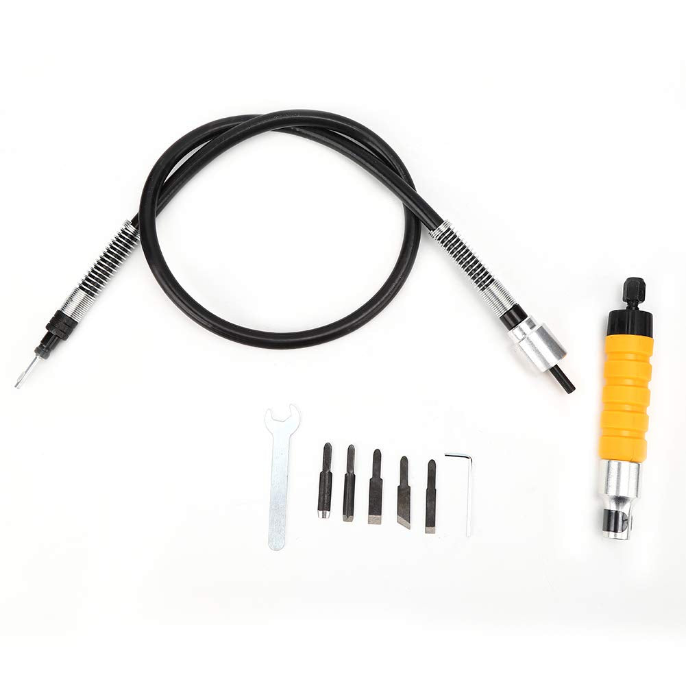 Electric Chisel, with Wrench Carving Chisel, Woodworking Yellow Handle Power for Professional Carvers Amateurs Denkerm