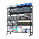 Orixforce Heavy Duty Wire Shelving Unit with Wheels – 5-Tier Adjustable Metal Storage Rack, NSF Certified Steel Shelves, 3125lbs Capacity Garage, Pantry, Commercial Shelving, 74" H x 59" W x 17.72" D Orixforce