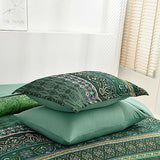 Boho Green Comforter Set Queen Size,8 Piece Bed in a Bag Bohemian Striped Bedding Quilt Set,Dark green Paisley Floral Comforter and Sheet Set,Soft Microfiber Complete Bedding Sets for All Season Cottolester
