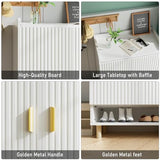 GEBAROW 8-Tier Shoe Storage Cabinet, Modern Organizer Cabinet with Doors, Wood Shoe Rack with Adjustable Shelves for Entryway, Hallway, Closet, Living Room, White GEBAROW