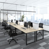 Bonzy Home 12FT Conference Table, Modern Large Meeting Table Office Desks for 16 Person, Long Rectangle Table with Sturdy Metal Frame, 4 PCS, 142" D x 64" W x 30" H, Natural Bonzy Home