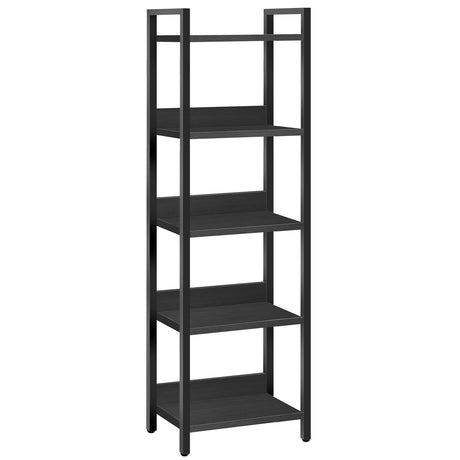 MAHANCRIS 5-Tier Bookshelf, Bookcase, Shelves Organizer for Small Spaces, Storage Shelf Organizer, for Living Room, Bedroom, Study, Balcony, Black BKHB5501 MAHANCRIS