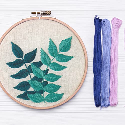 Leisure Arts Embroidery Kit 4" Teal Leaves - cross stitch kits for beginners - embroidery kit for beginners - embroidery kits for adults - embroidery kits for adults