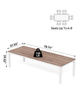 LITTLE TREE Two Person Desk, 78.7 Inches Extra Long Computer Desk, Wooden Large Office Desk with Strong Metal Legs, Double Desk for 2 People, Writing Table Study Desk for Home Office, Oak & White LITTLE TREE