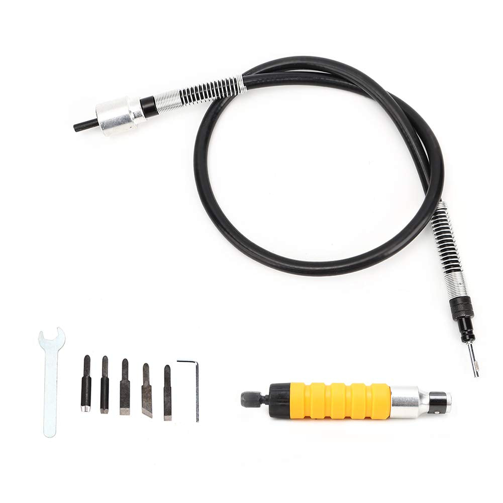 Electric Chisel, with Wrench Carving Chisel, Woodworking Yellow Handle Power for Professional Carvers Amateurs Denkerm