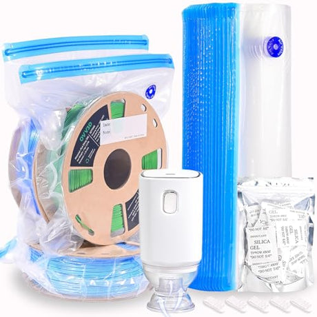 OVV3D Filament Storage Bags 30pcs, PLUS SIZE 32X34cm 3D Printer Filament Storage Bags Vacuum Sealed Kit with 30 Desiccants, Auto Pump,Perfect for 3D Filament Storage or Using After Filament Dryer Box OVVNYXE