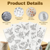 18Pcs Insects Flying in Flowers Embroidery Pattern Stabilizers, 8.3"x11.7" Butterfly Dragonfly Bee Water Soluble Stick and Stitch Embroidery Sticker, 4 Sheets Hand Sewing DIY Embroidery Paper