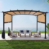 Outvita Patio Pergola, 8x12ft Arched Aluminum Gazebo with Adjustable Waterproof Sun Shade Shelter Awning for Garden Lawn Deck Outvita