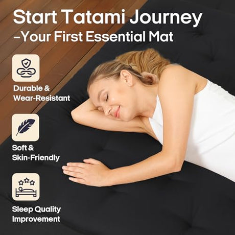 Syrinx Water Resistant Japanese Futon Mattress, Full Size 75"x54", 2.5 Inch Thick Japanese Floor Mattress Tatami Mat, Foldable Floor Bed Sleeping Pad for Dormitory Guest Room Camping Syrinx