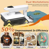 AKEYDIY NEW 15X15 Dual Auto Heat Press Machine for T-Shirts, 360° Swing Away Heat Press with Auto Press Release, Heat Up Fast (Two-Workstation) AKEYDIY