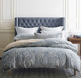SLEEPBELLA Duvet Cover Queen Size, 600 Thread Count Cotton Beige & Bluish Grey Printed with Luxurious Leaves Pattern Reversible Botanical Comforter Cover Sets, Bedding Set 3Pcs (Queen, Beige Paisley) SLEEPBELLA
