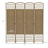 HOMCOM 4 Panel Room Divider, Folding Privacy Screen, 5.6' Room Separator, Wave Fiber Freestanding Partition Wall Divider, Natural HOMCOM