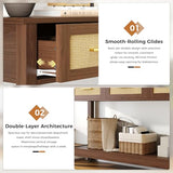 JASIWAY Brown Entryway Table with Storage, 47" Rattan Console Table with Drawers, Narrow Long Foyer Sofa Tables for Living Room, Entryway, Hallway, Front Door, Mesa de Entrada de Puerta, Boho JASIWAY