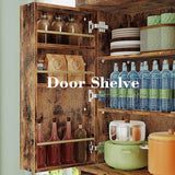 IRONCK Kitchen Pantry Cabinet with Sliding Storage Rack and 6 Hanging Shelves, 72" Height Tall Freestanding Cupboard for Living Room, Dining Room, Laundry, Vintage Brown IRONCK