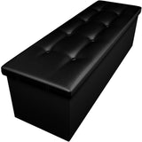 Camabel 43 Inch Folding Storage Ottoman Bench 125L Hold up 700lbs Ottoman with Storage Chest Foam Seat Padded Foot Rest Stool Faux Leather Bedroom Bench with Storage Coffee Table Black Camabel
