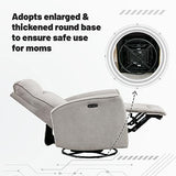 ANJ Power Swivel Recliner Chair, Glider Rocker Recliner with USB Port, Electric Nursery Recliners Sofa Rocking Chairs for Living Room, Bedroom（Grey）
