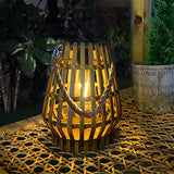 Hanging Solar Lantern Rattan Outdoor Lanterns for Patio Waterproof with Handle Large Bright Natural Bamboo Solar Table Lamp LED Lights Edison Bulb Design Decor for Wedding Yard Garden Farmhouse pearlstar