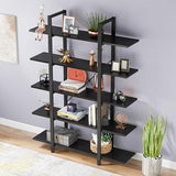 Tribesigns 5-Tier Bookshelf, Vintage Industrial Style Bookcase 72 H x 12 W x 47L Inches, Black Tribesigns