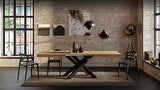 Mobili Fiver, Emma 140 Extendable Dining Table, Rustic Oak with Black Crossed Legs, Laminate-Finished/Iron, Made in Italy Mobili Fiver