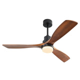 Sofucor 52 Inch Ceiling Fan With Lights Remote Control 3 Wood Fan Blade Ceiling Fans Noiseless DC Motor Solid Walnut and Matte Black For Farmhouse Modern Style Sofucor