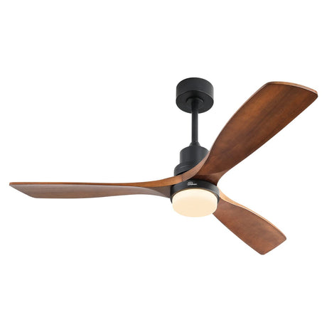 Sofucor 52 Inch Ceiling Fan With Lights Remote Control 3 Wood Fan Blade Ceiling Fans Noiseless DC Motor Solid Walnut and Matte Black For Farmhouse Modern Style Sofucor