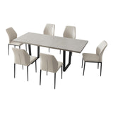 ZckyCine Modern Mid-Century Dining Table Set for 6-8 People Kitchen Dining Room Table Set Extendable Wood Dining Table and 6 Upholstered Chairs, Home Kitchen Furniture ZckyCine