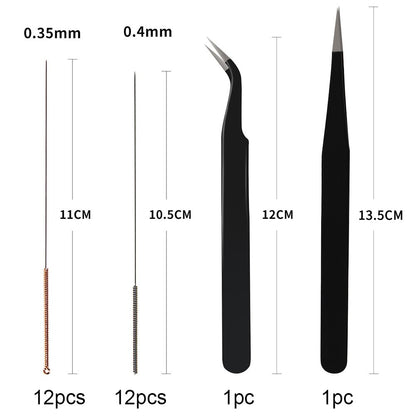 3D Printer Nozzle Cleaning Tool Kit - 0.4mm 0.35mm Needles Tweezers Filament Clog Cleaner Accessories Part Drill Bits 27pcs Mika3D - WoodArtSupply