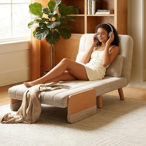 Vakdle 35.43“ Sofa Bed,Adjustable Backrest&futon Sofa Bed, Modern Convertible Sleeper Chair for Bedroom，Small Spaces,Dorm, Living Room,Office Vakdle