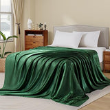 Ersmak Satin Flat Sheet Only, Single Flat Sheet Twin, Luxury & Ultra Soft Silky Bedding Top Sheet for Twin Mattress - Emerald Green Ersmak
