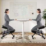 Goplus Kneeling Chair, Upholstered Mobile Desk Chair w/Adjustable Height, Thickened Sponge Cushion, 4 Lockable Universal Wheels, Office Home Padded Stool with Angled Seat, Black (1) Goplus