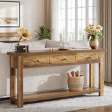 Tribesigns 70.9” Console Table with 3 Drawers, Extra Long Entryway Table for Hallway, Living Room, Narrow Sofa Table Behind Couch with Storage Shelf, Rustic Brown Wood Foyer Furniture Tribesigns