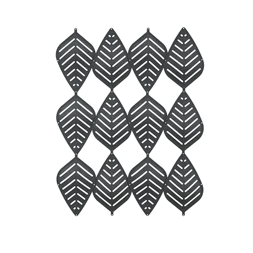 3D Leafs 12Pcs/Set 16.53"x10.24" Felt Fiber Surface High Density Polyester Board Room Hanging Screen Divider Home Panel DIY Home Decor (Black) OSHIYINN