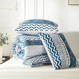 BOLINLIVING Twin Comforter Set Kids, Boho Stripe Comforter Set Twin Size, Twin Bed in a Bag Soft Bohomian Bedding Lightweight Breathable for All Seasons (Blue 66×90 inch) BOLINLIVING