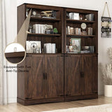 Tall Farmhouse Kitchen Pantry Cabinet with Adjustable Shelves and Barn Doors - Hlivelood 71" Brown Storage Solution Hlivelood