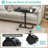 WINAZ Small Portable Standing Rolling Desk - 24 Inch Mobile Sit Stand Desk Adjustable Height with Wheels for Small Spaces Home Office, Kids Couch Laptop Desks Side End Table, Black WINAZ