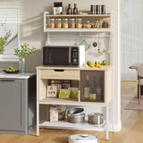 Bestier 6-Tier LED Bakers Rack with Storage & Hooks - Multifunctional Oak Stand Bestier