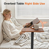 NEWBULIG Overbed Bedside Table Adjustable with Wheels, Small Rolling Standing Desk Portable Laptop PC Desks Side Computer Tray Stand Up with Tilting Top & Gas Lift for Home Office and Bedroom Brown NEWBULIG