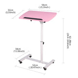 RUIAN Rolling Laptop Desk Adjustable Small Mobile Laptop Standing Table with Wheels Computer Cart Desk Over Bed/Sofa Side for Home & Office,Pink RUIAN
