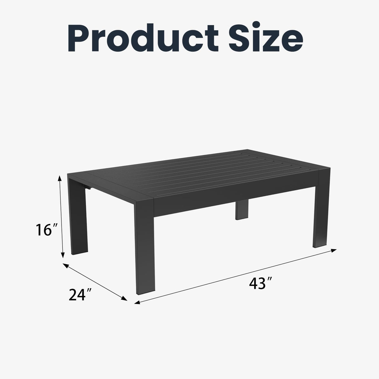 Aeeiua Outdoor Rectangle Patio Aluminum Coffee Tables for Outside, All Weather Patio Slatted Tabletop for Indoor or Outdoor Use Aeeiua