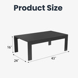 Aeeiua Outdoor Rectangle Patio Aluminum Coffee Tables for Outside, All Weather Patio Slatted Tabletop for Indoor or Outdoor Use Aeeiua