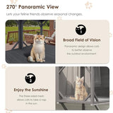 Cat Window Perch, Cat Catio for Large Indoor Cats, Outdoor Pet House Weatherproof, Catio Outdoor Enclosure, Space-Saving Pet Furniture for Window Naps and Sunbathing (Black+ Gray, 43.3) VKTO