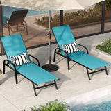 Garvee Outdoor Lounge Chair, Adjustable Patio Reclining Chaise with Textilene Fabric, Pool Lounge Chair with 5-Position Backrest for Patio, Garden, Poolside & Balcony,Sky Blue Set of 2