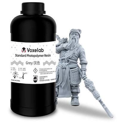 VOXELAB 3D Printer Resin, Rapid Resin LCD UV-Curing Resin 405nm Standard Photopolymer Resin for LCD 3D Printing, High Precision & Quick Curing & Excellent Fluidity - 1000g (Grey)