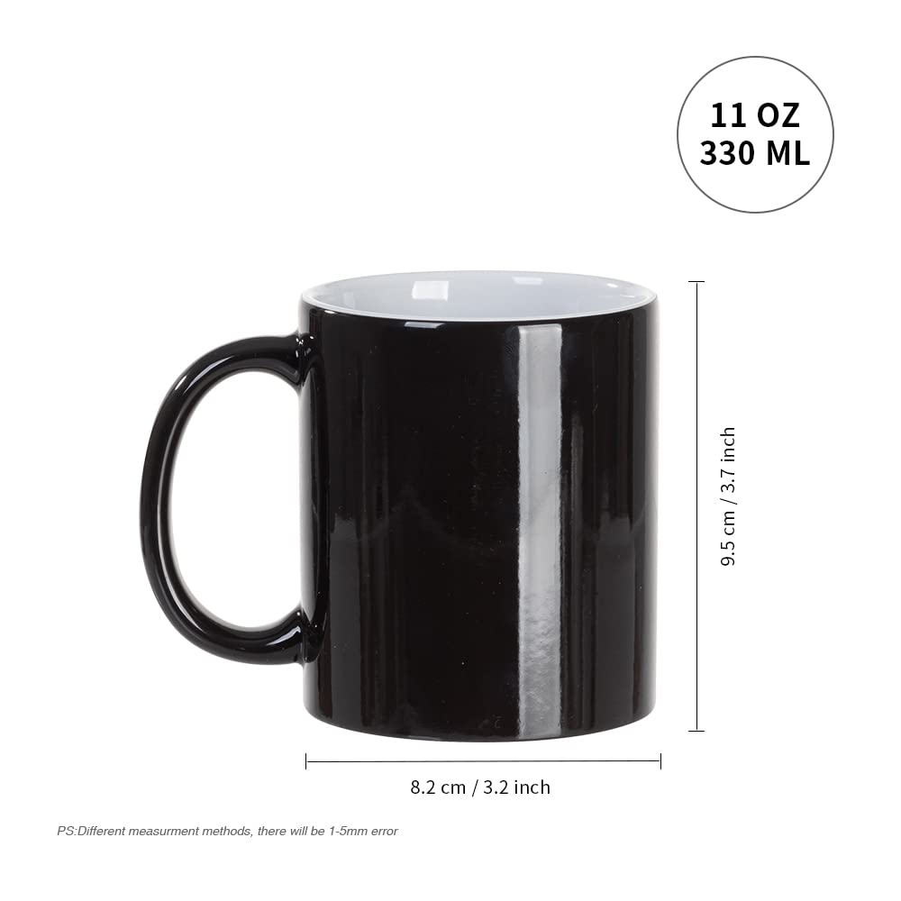 PYD Life 8 Pack Sublimation Mugs Blanks 11 OZ Color Changing Magic Mugs Glossy Black Coffee Mugs Ceramic Photo Cups Bulk for Cricut Mug Press Print