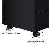 Panana 5/7 Drawer Chest, Wooden Tall Dresser Storage Dresser Cabinet with Wheels, Office Organization and Storage, Bedroom Furniture (Black, 7 Drawer) Panana