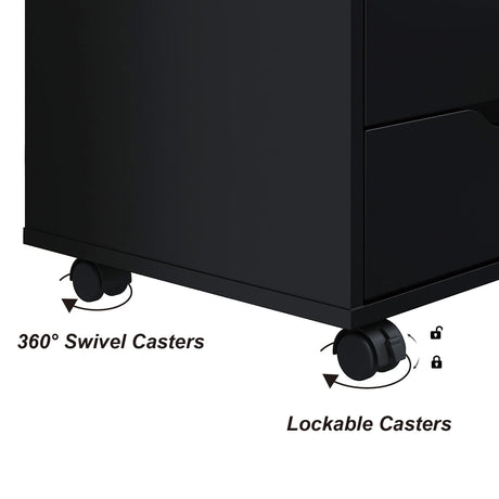 Panana 5/7 Drawer Chest, Wooden Tall Dresser Storage Dresser Cabinet with Wheels, Office Organization and Storage, Bedroom Furniture (Black, 7 Drawer) Panana