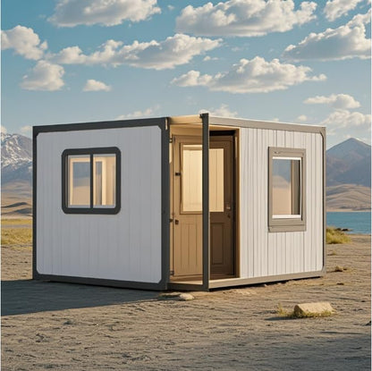 Tiny Container House, Foldable House, prefab House, Mobile Cabin, Outdoor Home, for Living, Vacation, Office, Recreation | Customization 7ft 14ft 20ft 30ft 40ft (7ft)